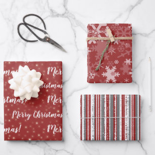 Feuille De Papier Cadeau Joyeux Noël Rouge gris hiver