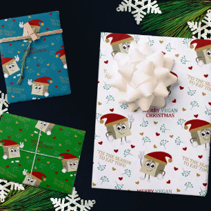 Feuille De Papier Cadeau Joyeux Noël Vegan, Citation Drôle Tofu