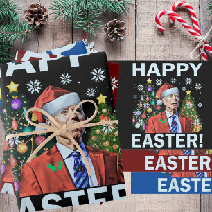 Feuille De Papier Cadeau Joyeux Pâques drôle Joe Biden Père Noël Noël