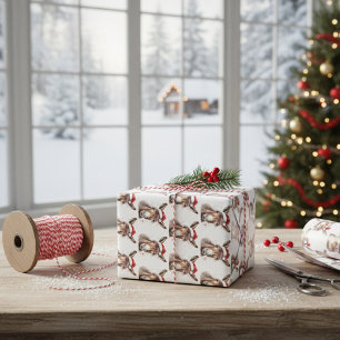 Feuille De Papier Cadeau Joyeux petit âne de Noël