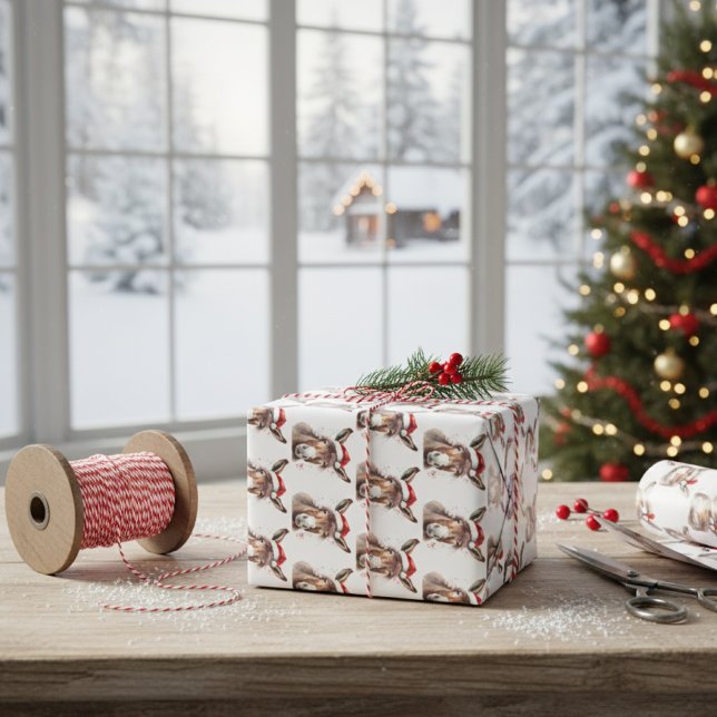 Feuille De Papier Cadeau Joyeux petit âne de Noël (Créateur téléchargé)