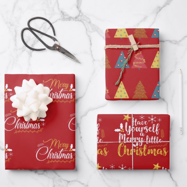 Feuille De Papier Cadeau Joyeux petit Noël (Recto)