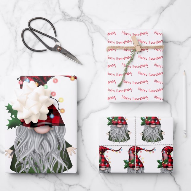 Feuille De Papier Cadeau Joyeux tout Gnome de vacances (Recto)