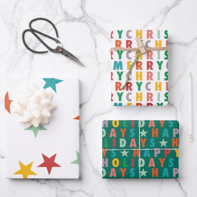 FEUILLE DE PAPIER CADEAU JOYRY LOVE JOY | NOËL COLORÉ (Recto)