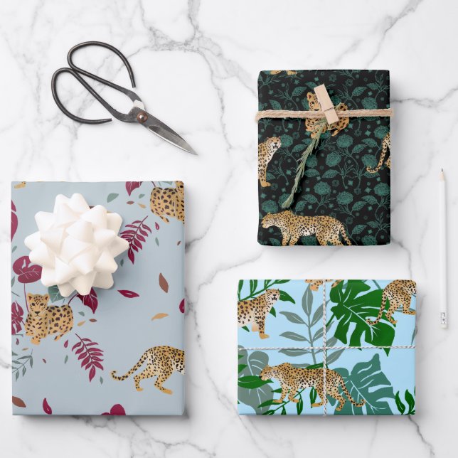 Feuille De Papier Cadeau Jungle exotique de Leo (Recto)