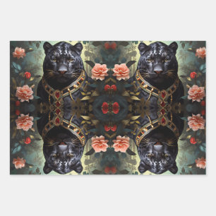Feuille De Papier Cadeau Jungle roi majestueux lion panthère & tiger