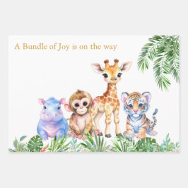 Feuille De Papier Cadeau Jungle tropicale Bébés animaux