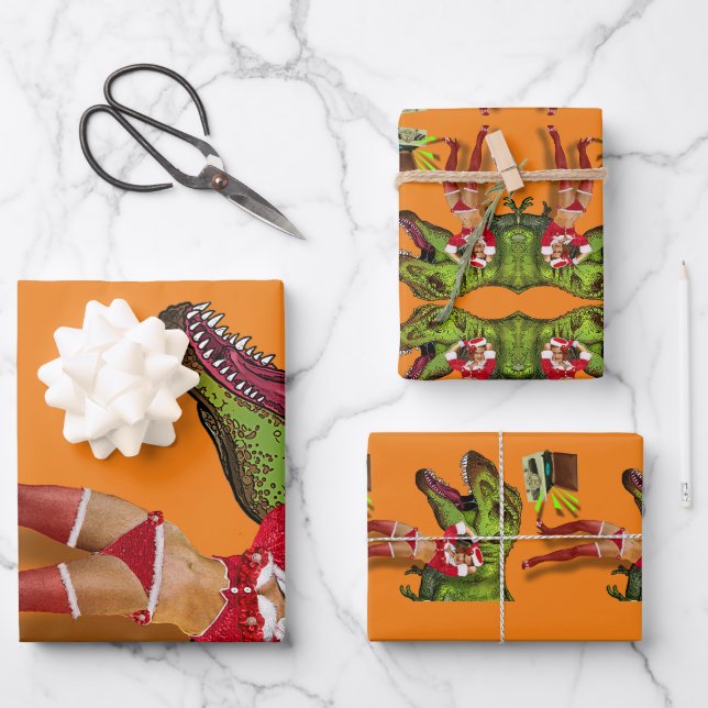 Feuille De Papier Cadeau Jurassic Christmas Pin-Up (Recto)