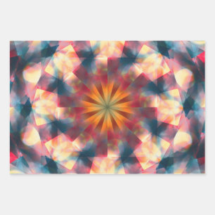 Feuille De Papier Cadeau Kaleidoscopique Prismatique Mandala