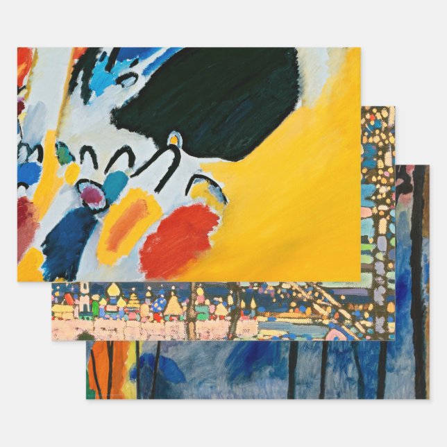 Feuille De Papier Cadeau Kandinski Impression III Concert Peinture Abstrait (Lot)