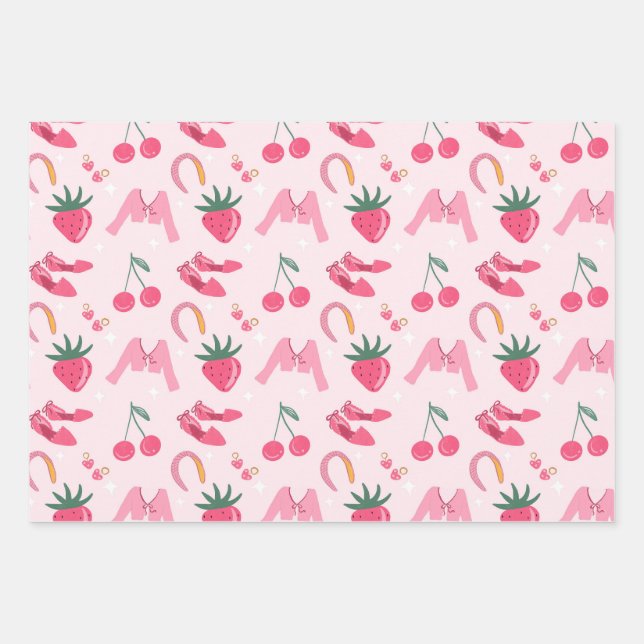 Feuille De Papier Cadeau Kawaii Hand-drawn Girly Things Seamless Pattern (Devant)