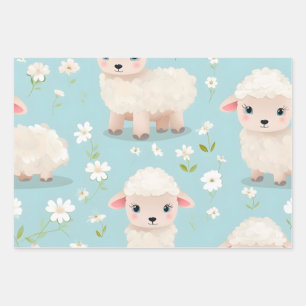 Feuille De Papier Cadeau Kawaii mignon mouton bébé