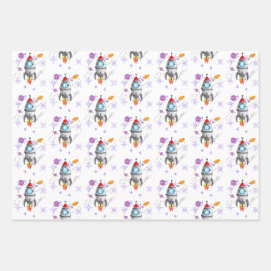 Feuille De Papier Cadeau Kids Rocket Ship Space Travel