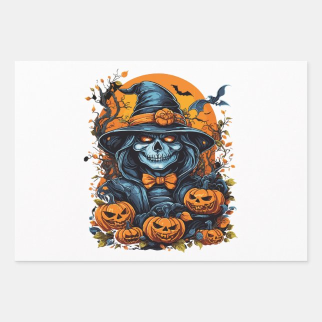 Feuille De Papier Cadeau Kine de Halloween (Devant)