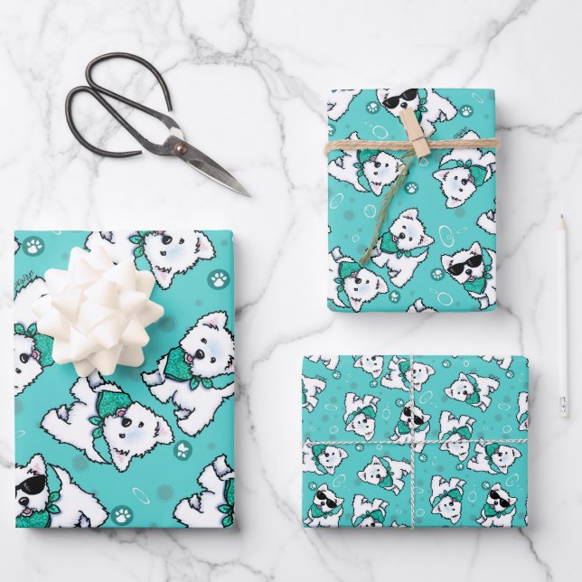 Feuille De Papier Cadeau KiniArt Cutieface Westie (Recto)