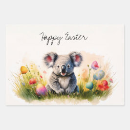 Feuille De Papier Cadeau Koala champ d'oeufs de Pâques Joyeux Pâques
