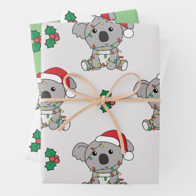 Feuille De Papier Cadeau Koala Noël Animaux d'hiver Vacances Koalas (En situation)