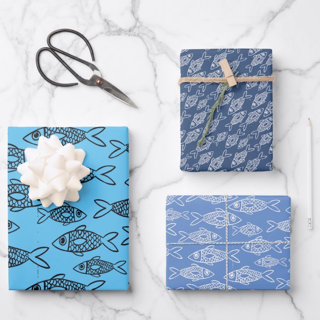 Feuille De Papier Cadeau La baignade dans la mer Bleue (Recto)