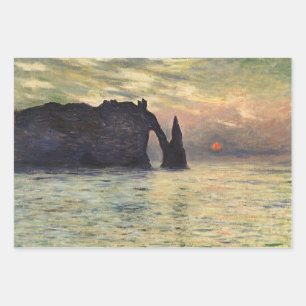 Feuille De Papier Cadeau La Falaise d'Étretat, soleil couchant de Claude Mo