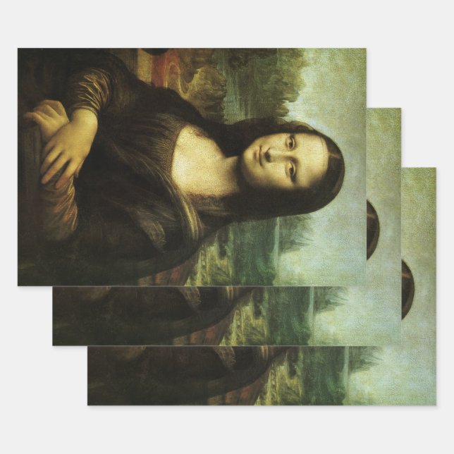 Feuille De Papier Cadeau La Joconde de Léonard de Vinci, Art de la Renaissa (Lot)