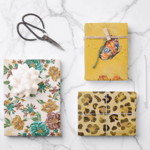 Feuille De Papier Cadeau La nature sauvage d'or
