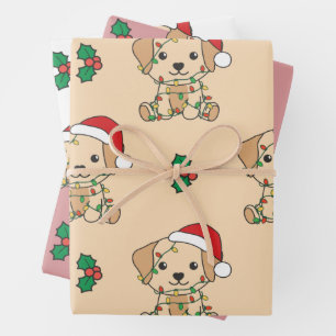 Feuille De Papier Cadeau Labrador Christmas Winter Animaux de vacances Chie