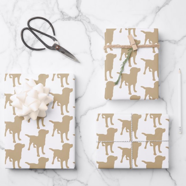 Feuille De Papier Cadeau Labrador Retrivers Yellow Chien Motif (Recto)