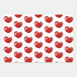 Feuille De Papier Cadeau Ladybug and Hearts Motif Anniversaire