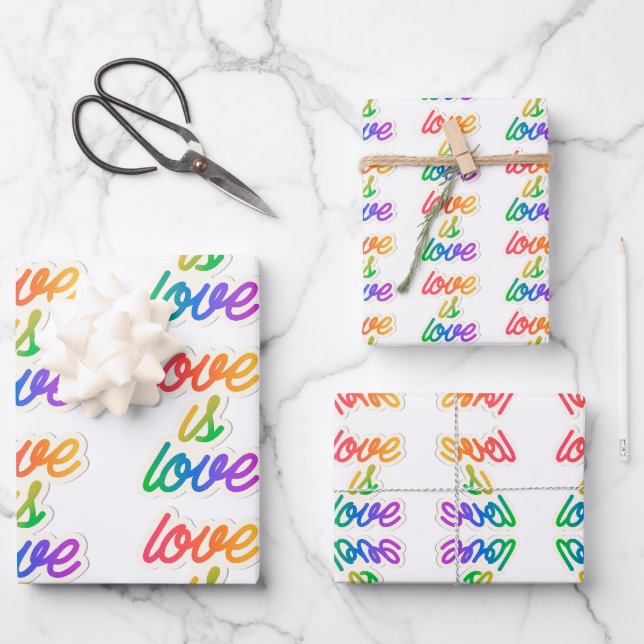 Feuille De Papier Cadeau L'amour est l'amour LGBT (Recto)