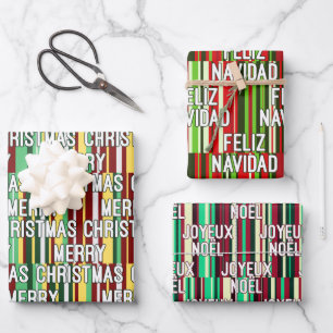Feuille De Papier Cadeau Langues de Noël