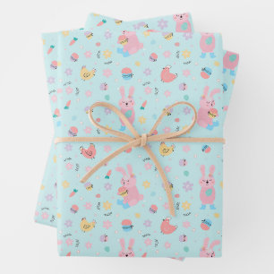 Feuille De Papier Cadeau Lapin de Pâques à la Ferme