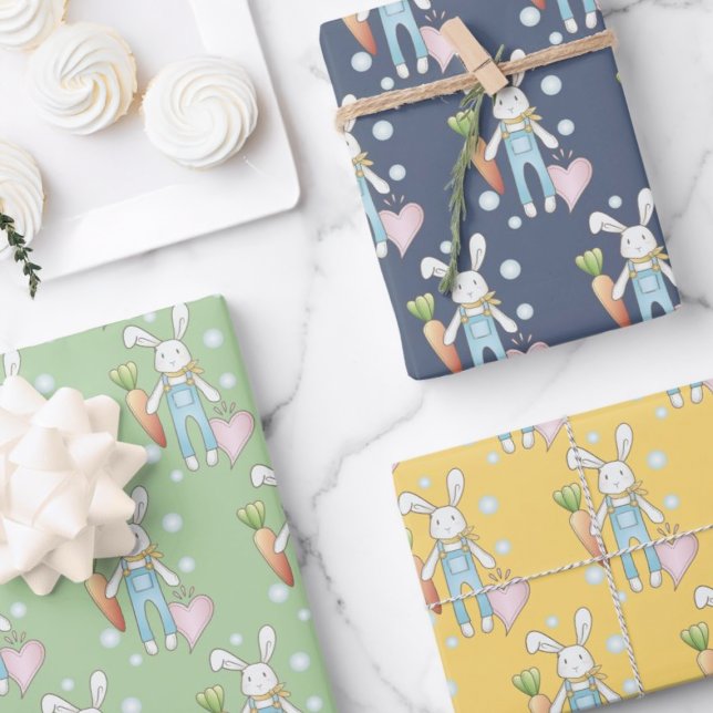 Feuille De Papier Cadeau Lapin en peluche personnalisé mignon (Créateur téléchargé)