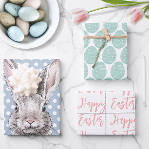 Feuille De Papier Cadeau Lapin Lapin Joyeux OEufs de Pâques mignonette Anim
