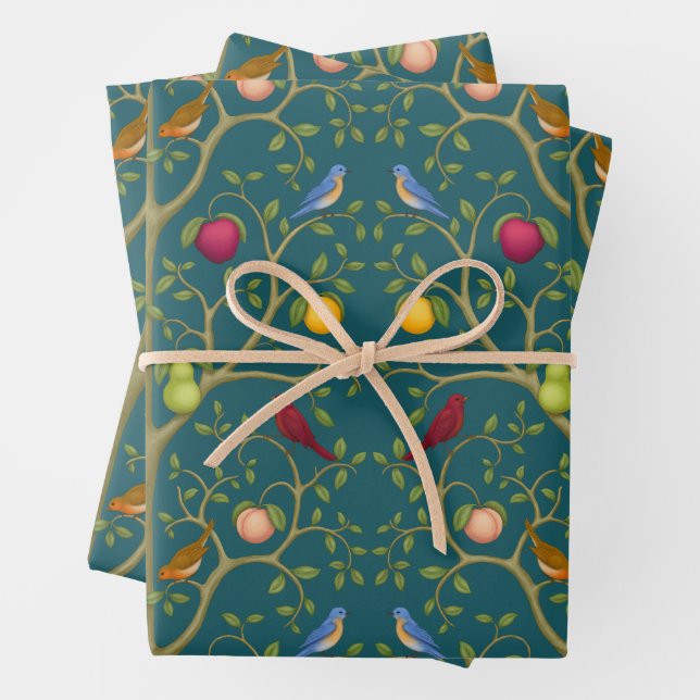 Feuille De Papier Cadeau L'Arbre des Trésors Vivants (En situation)