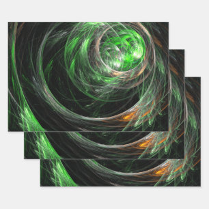 Feuille De Papier Cadeau L'art Abstrait vert du monde entier