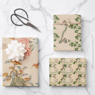 Feuille De Papier Cadeau L'art vintage des oiseaux