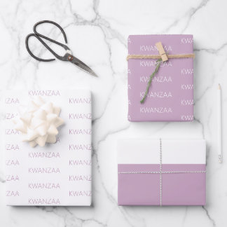 Feuille De Papier Cadeau Lavande moderne et Kwanzaa blanc