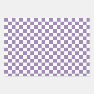 Feuille De Papier Cadeau Lavande violet À damiers blanc