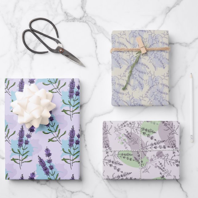 Feuille De Papier Cadeau Lavender Flowers  (Recto)