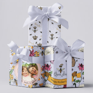 Feuille De Papier Cadeau Lavender Queen Bee & Gold Crown Photo