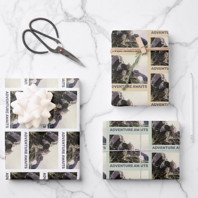 Feuille De Papier Cadeau L'aventure vous attend. Paysage fantastique (Recto)