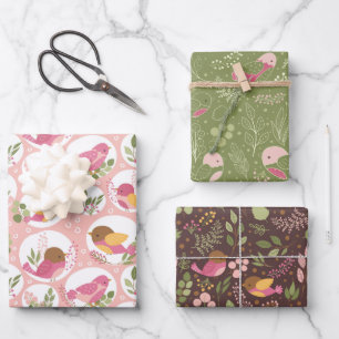 Feuille De Papier Cadeau Le Baby shower aux oiseaux