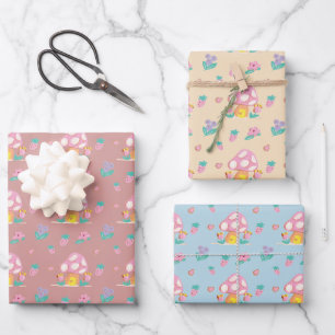 Feuille De Papier Cadeau Le Champignon Cute Pastel