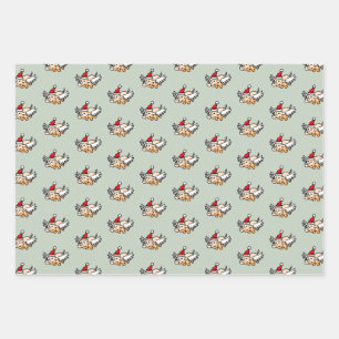 Feuille De Papier Cadeau Le cochon volant de Noël