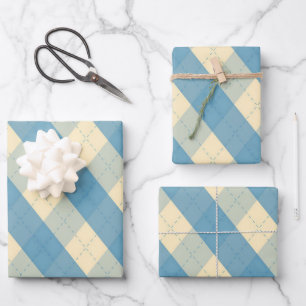 Feuille De Papier Cadeau Le Jacquard bleu moyenClique
