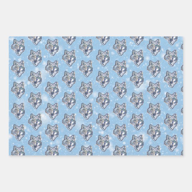 Feuille De Papier Cadeau Le loup d'hiver    (Devant)