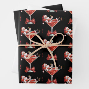 Feuille De Papier Cadeau Le Martini de Noël de Santa's Hot Mess Drôle de Sa
