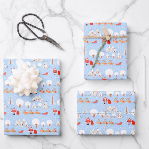 Feuille De Papier Cadeau Le Père Noël arrive à Noël en ville