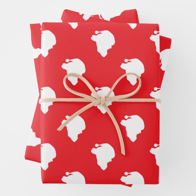 Feuille De Papier Cadeau Le Père Noël en rouge (En situation)