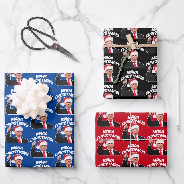 Feuille De Papier Cadeau Le président Donald Trump fête Noël (Recto)